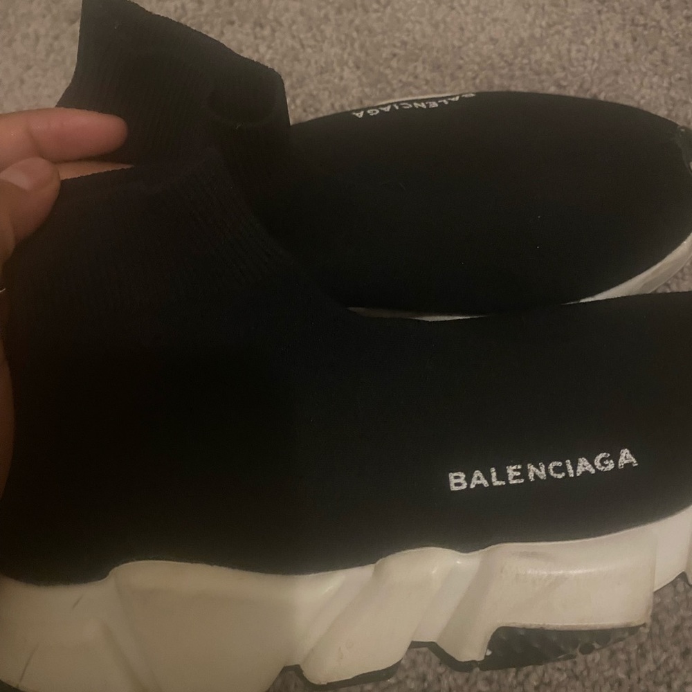 Balenciaga Black and White Knit Sneakers